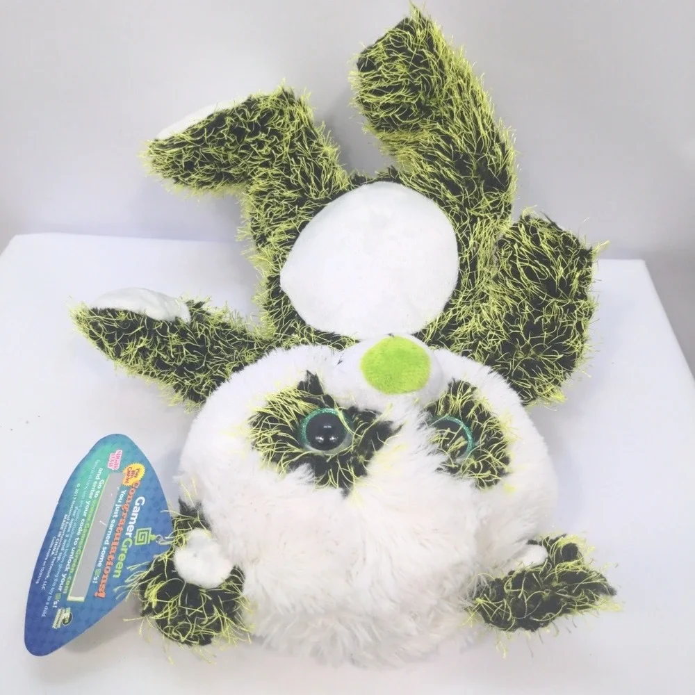 2017 Sugar Loaf Toys Neon Panda Plush Black Green Fuzzy Stuffed Animal 12